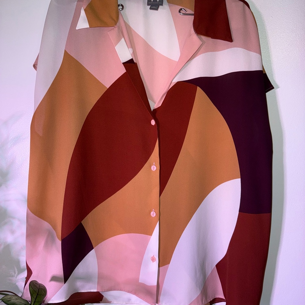 Worthington Pink and Orange Abstract Blouse